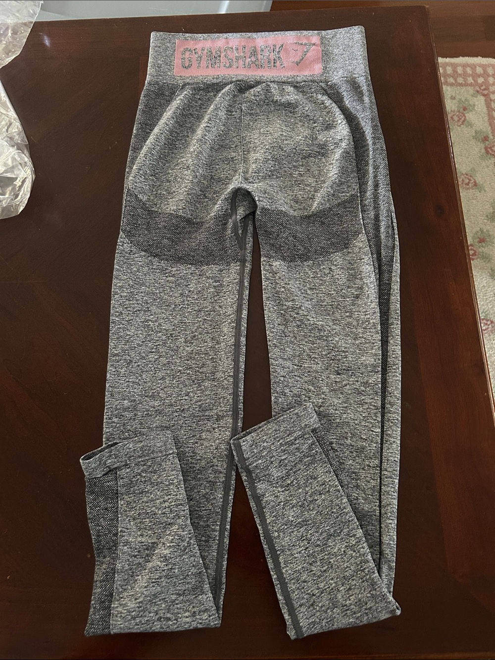 Gymshark Kids Grey Seamless Leggings with Pink Logo Waistband